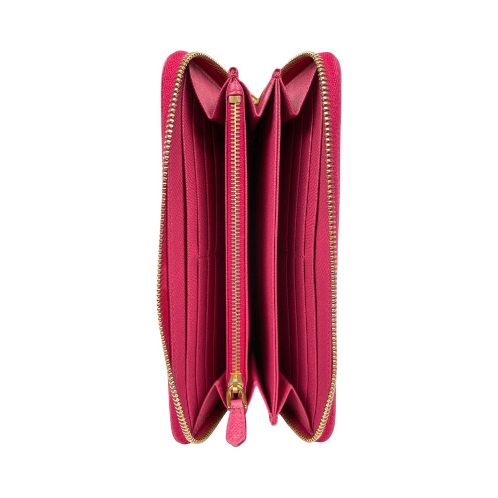 ✨PRADA Peonia Pink Saffiano Leather long Zip Wallet EUC - Picture 7 of 9